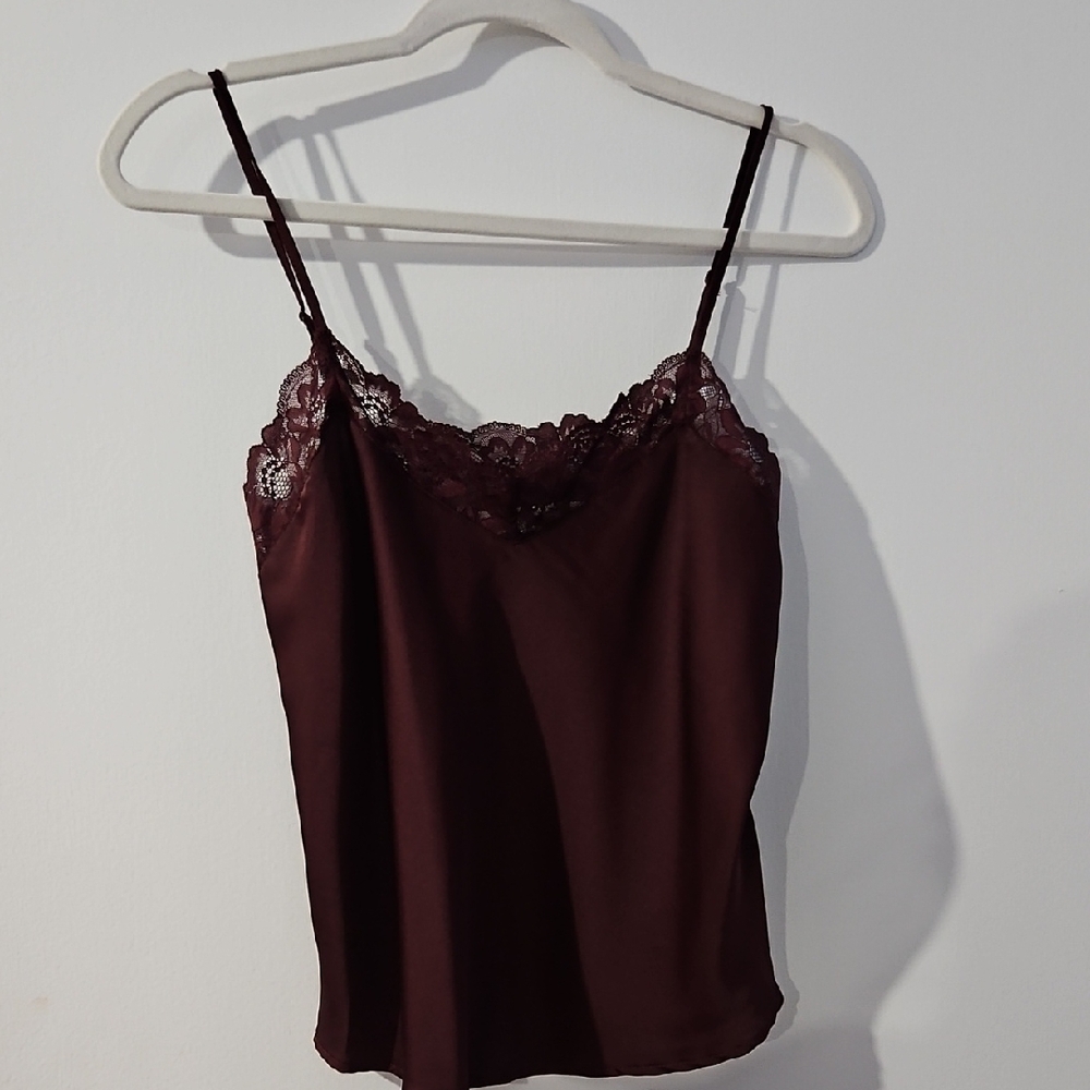 Hippie Rose Lace Trim Dark Red Cami